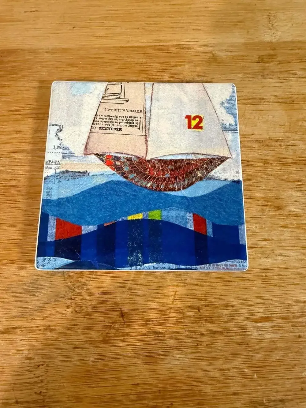 Set of 4 Nautical Sailboat Collage Ceramic Coasters